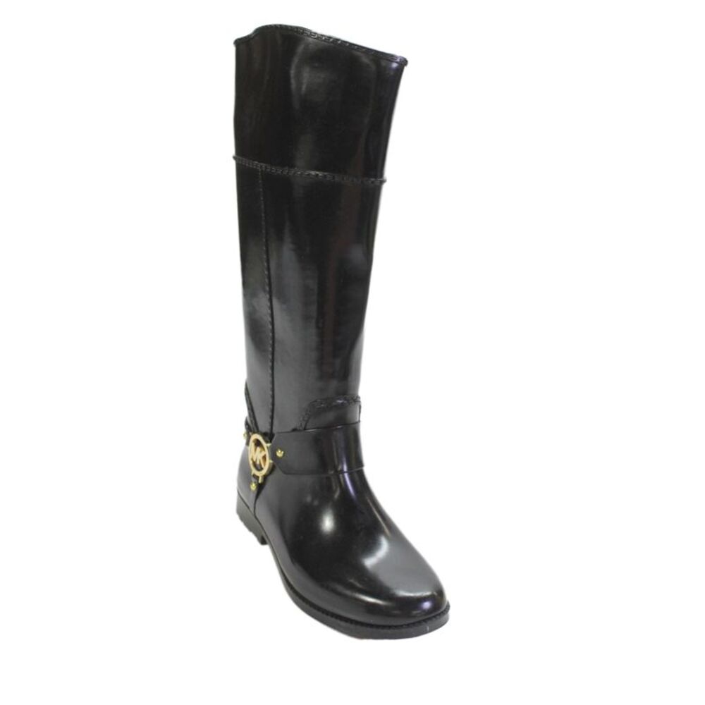 Michael Kors Women's Round Toe Pull-On Knee High Rain Boots Black Size 8